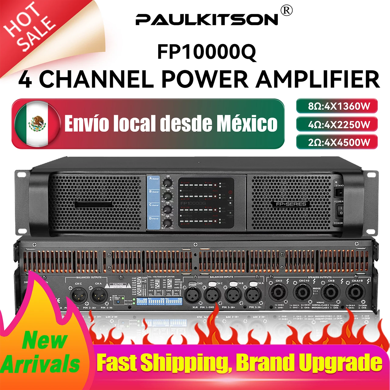 Усилитель Paulkitson FP10000q 4x1350 Вт, 8 Ом, 4-канальный усилитель мощности класса TD, высокая мощность для сабвуфера, линейный массив динамика