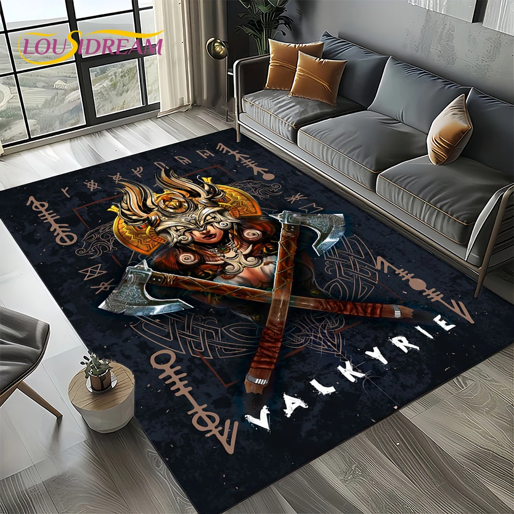 Odin Viking Symbol Valknut Nordic Valhalla Carpet Rug for Living Room Bedroom Home Sofa Decoration,Area Rug Non-slip Floor Mat