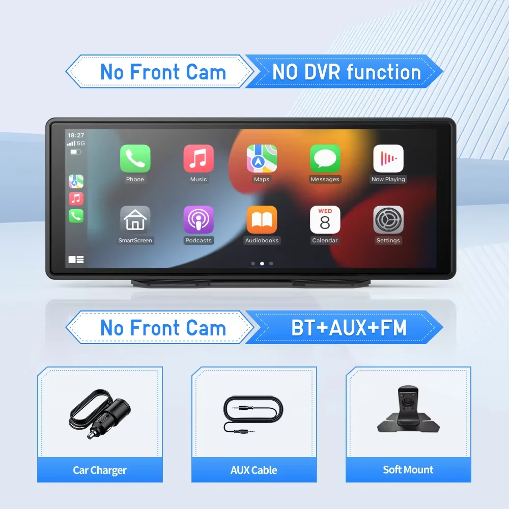 10.26" H9X Dash Cam 4K+2K Reverse Cam Wireless CarPlay & Android Auto Touch Screen GPS Navigation Dashboard Video Recorder