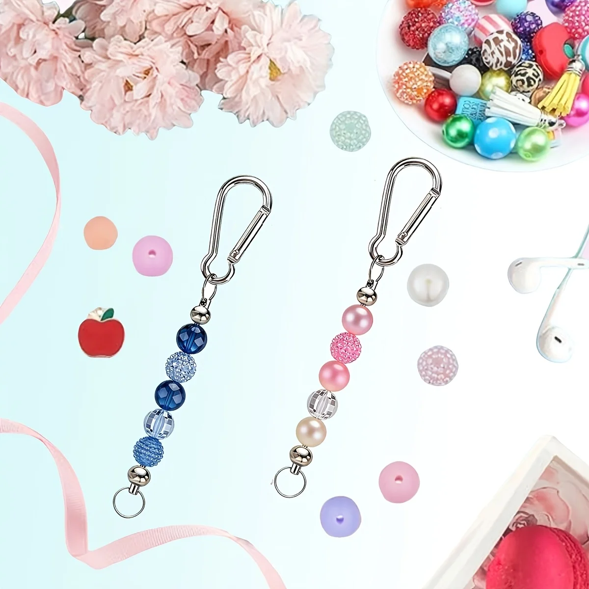 Economical Stylish Blank Bead Bars Keychain Making Supplies Exquisite Jewelry Parts Car Key Pendant Gift For Rental House 15pcs - view 4