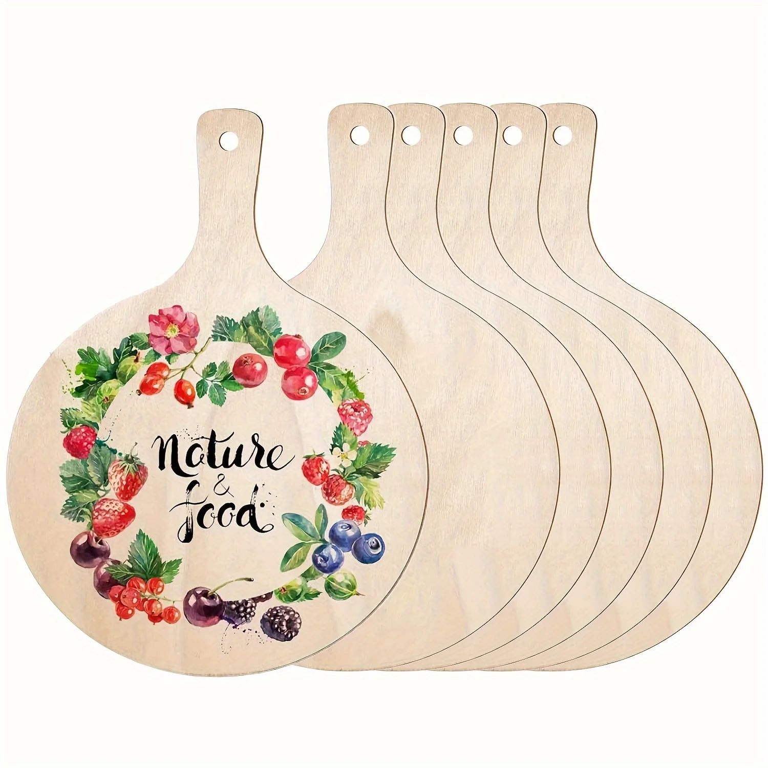 Mini tabla de cortar de madera artesanal con mango, tabla de cortar de madera, tablas redondas de charcutería, Mini tabla de queso, paleta rústica, 6 uds.