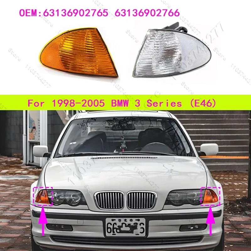 For 1998-2005 BMW 320i 323i 325i 325xi 328i 330i 330xi (E46) Turn Corner Signal Lights (Without Bulb) 63136902765 63136902766