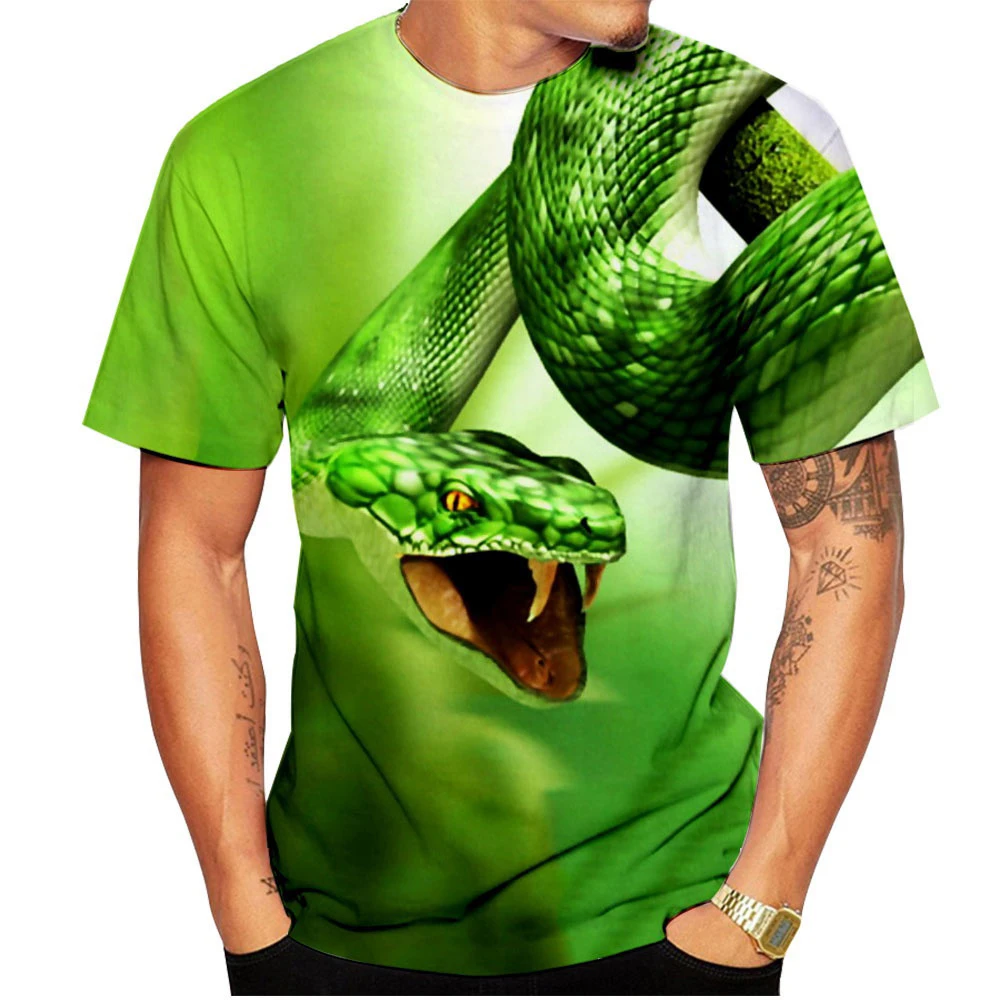 The Latest Men\'s and Women\'s Fashion 3D Printed Snake Personality Creative T-shirt Top