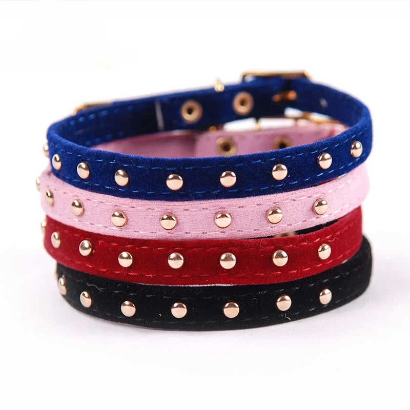 New Cat Collar with Or Without A Bell Cat Dog Tie Adjustable Kitten Necklace Durable Cute Pets Flocking Cloth Collar