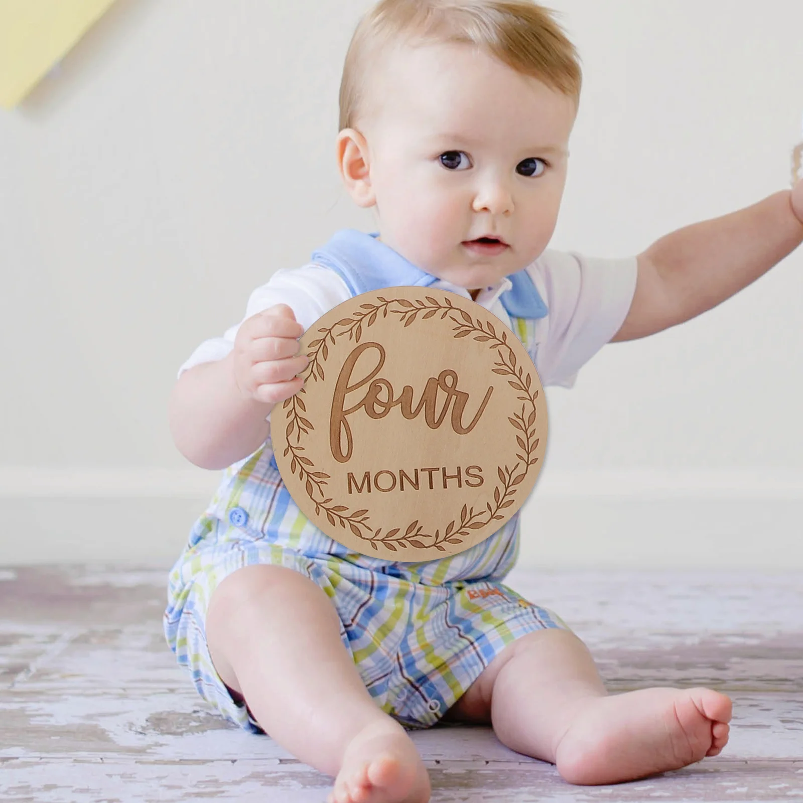 12 قطعة بطاقات معلم الطفل الخشبي النمو الشهري التذكارية التصوير الدعائم عيد ميلاد الرضع تسجيل الهدايا التذكارية