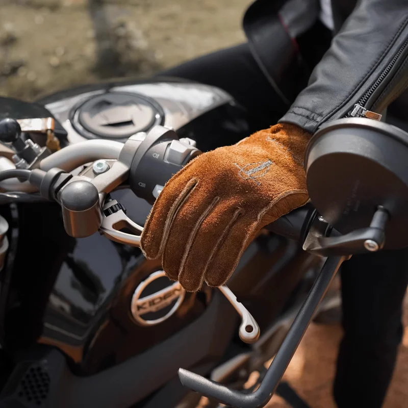 Frosted Cowhide Bear Claw Dirtbiker Gloves | Retro Punk Workwear Genuine Leather Motorcycle Outdoor Sports Riding Glove