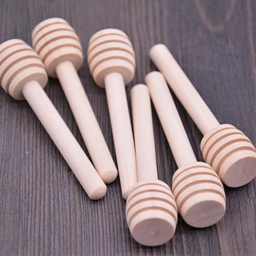 8cm Long Mini Wooden Honey Dippers Wood Honey Spoon Stick Wedding Favors