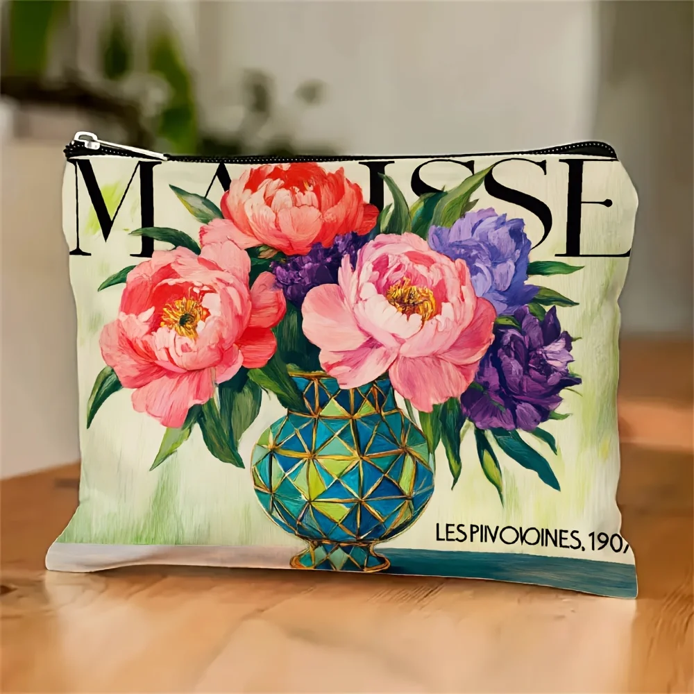 

AMatisse Floral Art Styled Makeup Bag- Multifunctional Zipper Pouch, Jewelry Storage Bag, Perfect Travel Zipper Small Storage Ba