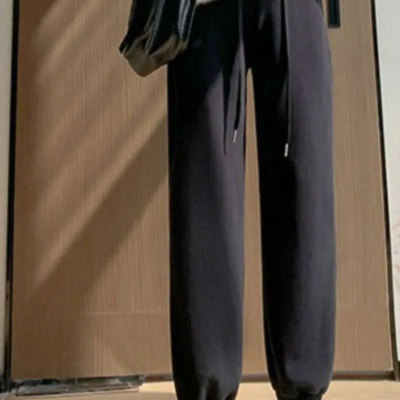 シェイクフリース厚みのあるカジュアルパンツ女性用秋冬フリース厚みのある足首バインディングハーレンキャロットパンツ女性用