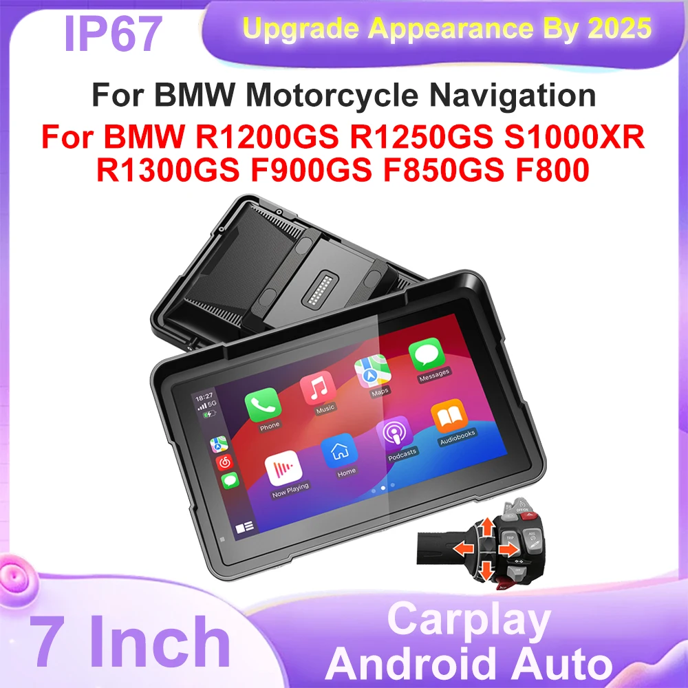 

7 Inch Wireless CarPlay Moto Android Auto Portable Digital Motorcycle Dashboard GPS Navigation For BMW R1200GS R1250GS R1300GS