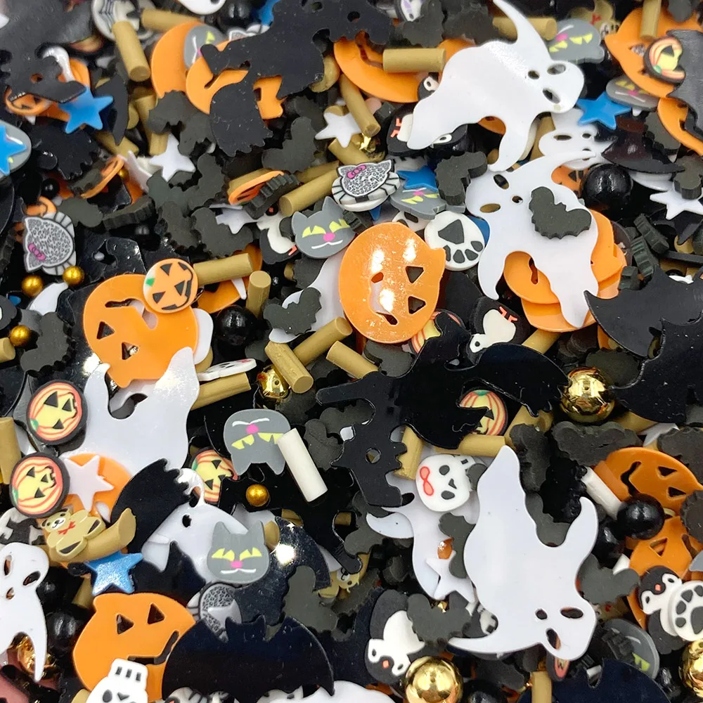 Mix Halloween czaszka duch Bat Pumpink luźne cekiny glina polimerowa zraszacze dla majsterkowiczów konfetti brokatowe cekiny szlamowe wypełnienie