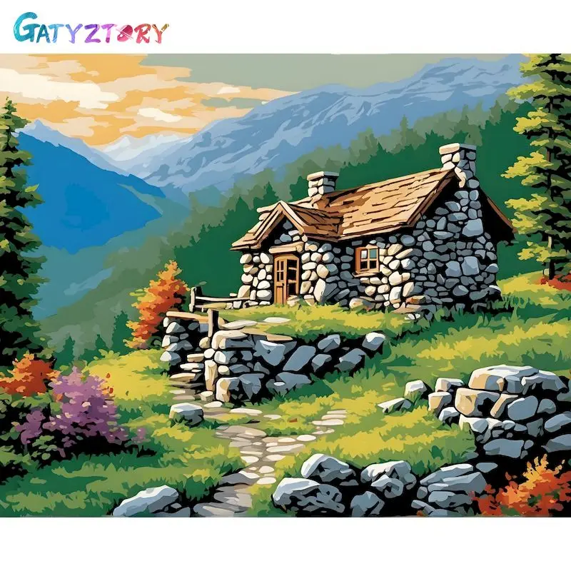 

GATYZTORY Oil Painting By Numbers For Adults Countryside Drawing Picture Paint With Numbers For Adults Diy Crafts Home Art Decor