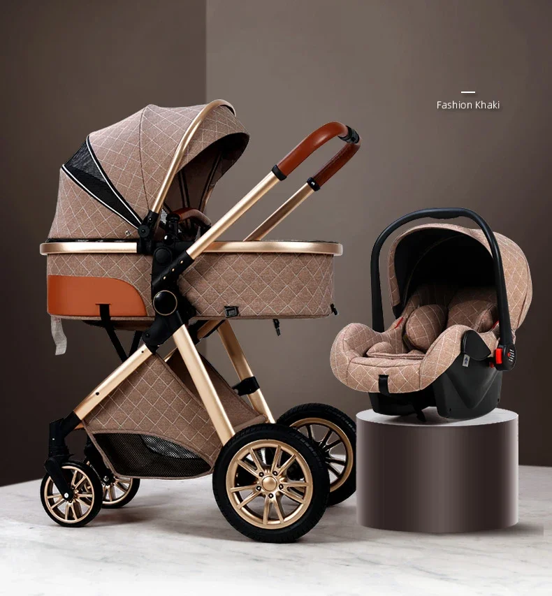 2024 New baby stroller High landscape 3 in 1 baby carriage Luxury Pushchair Baby Cradel Infant Carrier kinderwagen car 2in1