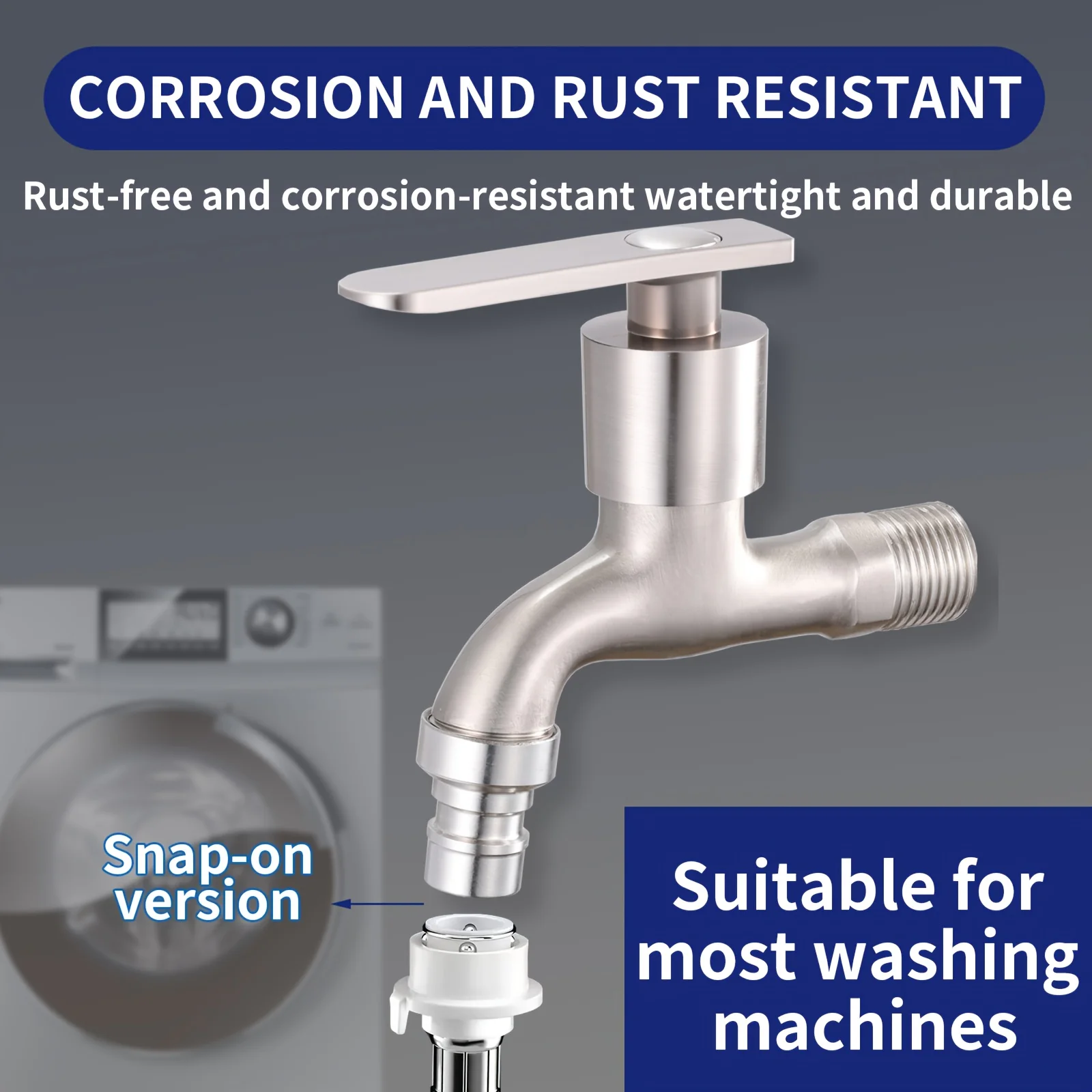 

1 piece MLD stainless steel outdoor/indoor wall mounted faucet - brushed 304 stainless steel, 1/2 inch threaded connection