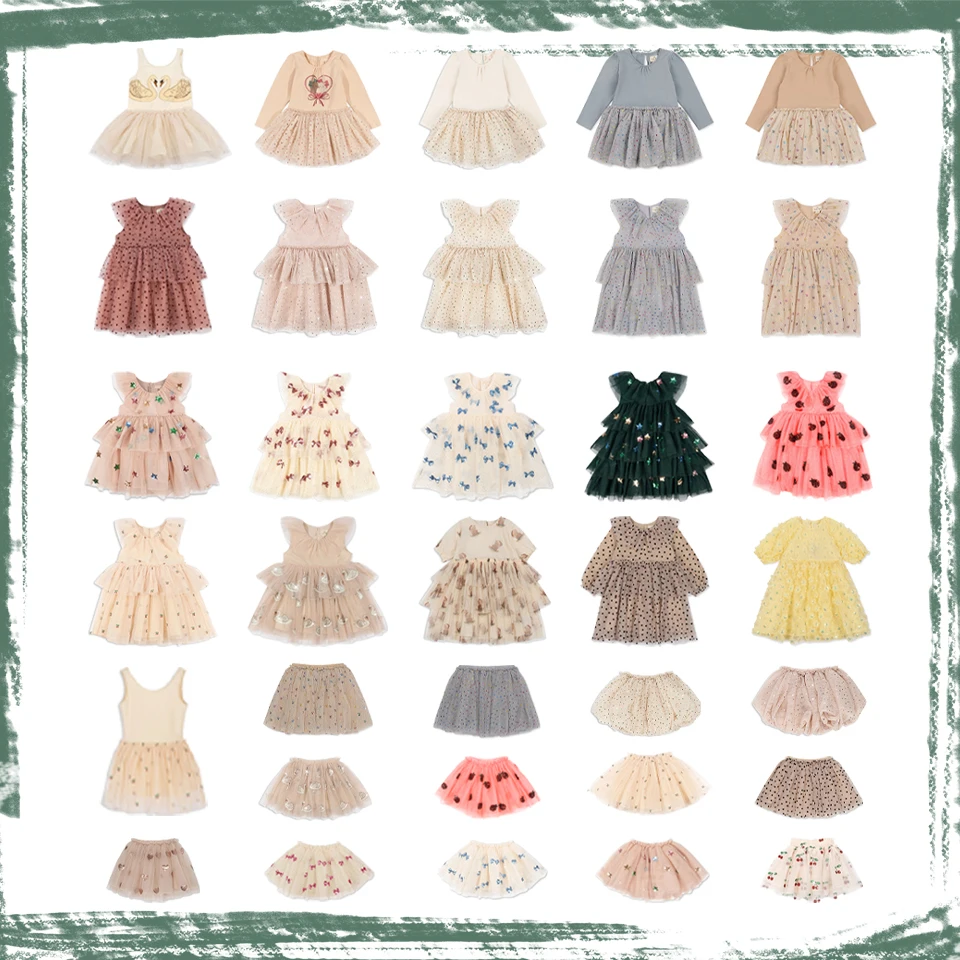 

New 2025 Kids Girl Clothes Party Dress Cat Mesh Dress Summer Girls Love Sequin Dresses Baby Cute Skirt Children Princess Dress