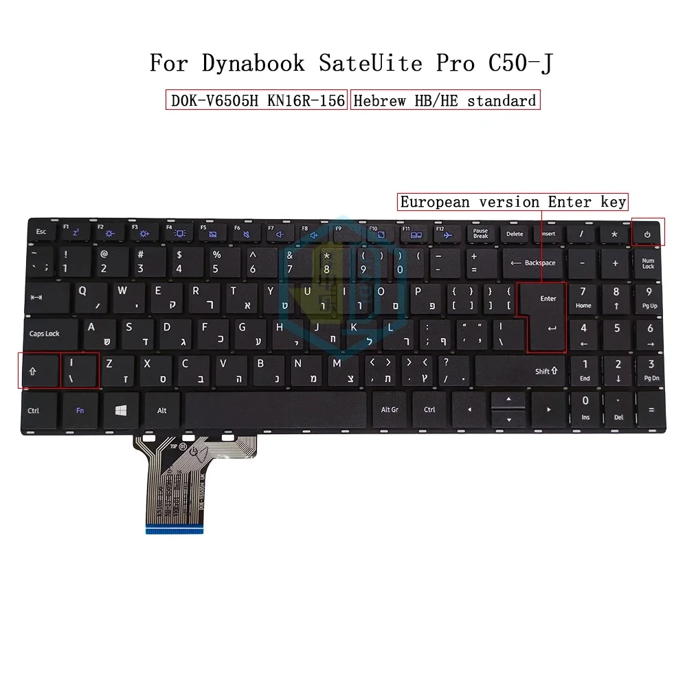 Hebrew UI UK English Notebook Keyboards for Dynabook Satellite Pro C50-J C50-J15250 11A 12A 12B 12C C50-J-128 129 V0K-V6505H