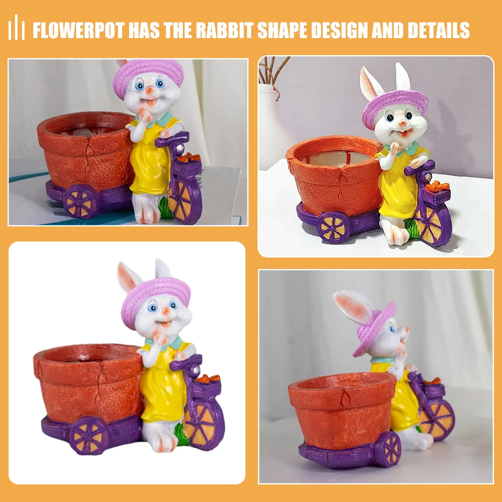 

Rabbit Shaped Resin Flower Pot for Succulents and Cactus Creative Garden Decorative Planter Outdoor Patio Indoor Desk Decoration