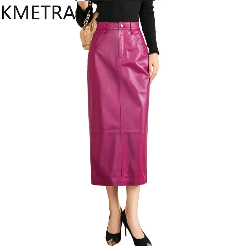 

KMETRAM 100% Top Layer Sheepskin Skirts for Woman Slim Genuine Leather Long Skirt Autumn Korean Fashion Clothing 2025 юбка шорты