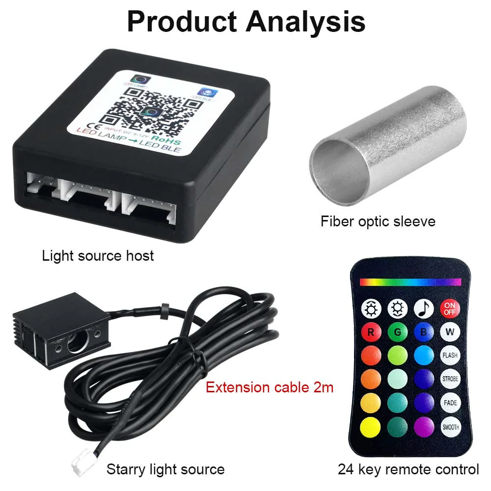 RGBW 1+2 Split-Maschine Auto-Dach-Sternenlicht APP-Steuerung Glasfaser-Sternenhimmel-Deckenleuchte Sternenhimmel-Decke für Auto und Zuhause – Detail 8