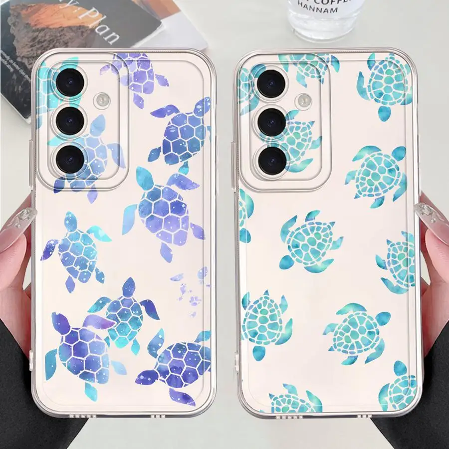 

Phone Case for Samsung Galaxy S24 S25 S23 Ultra S20 FE S21 S22 Plus Note 20 Clear Soft Shell Cover Colorful Sea Turtles