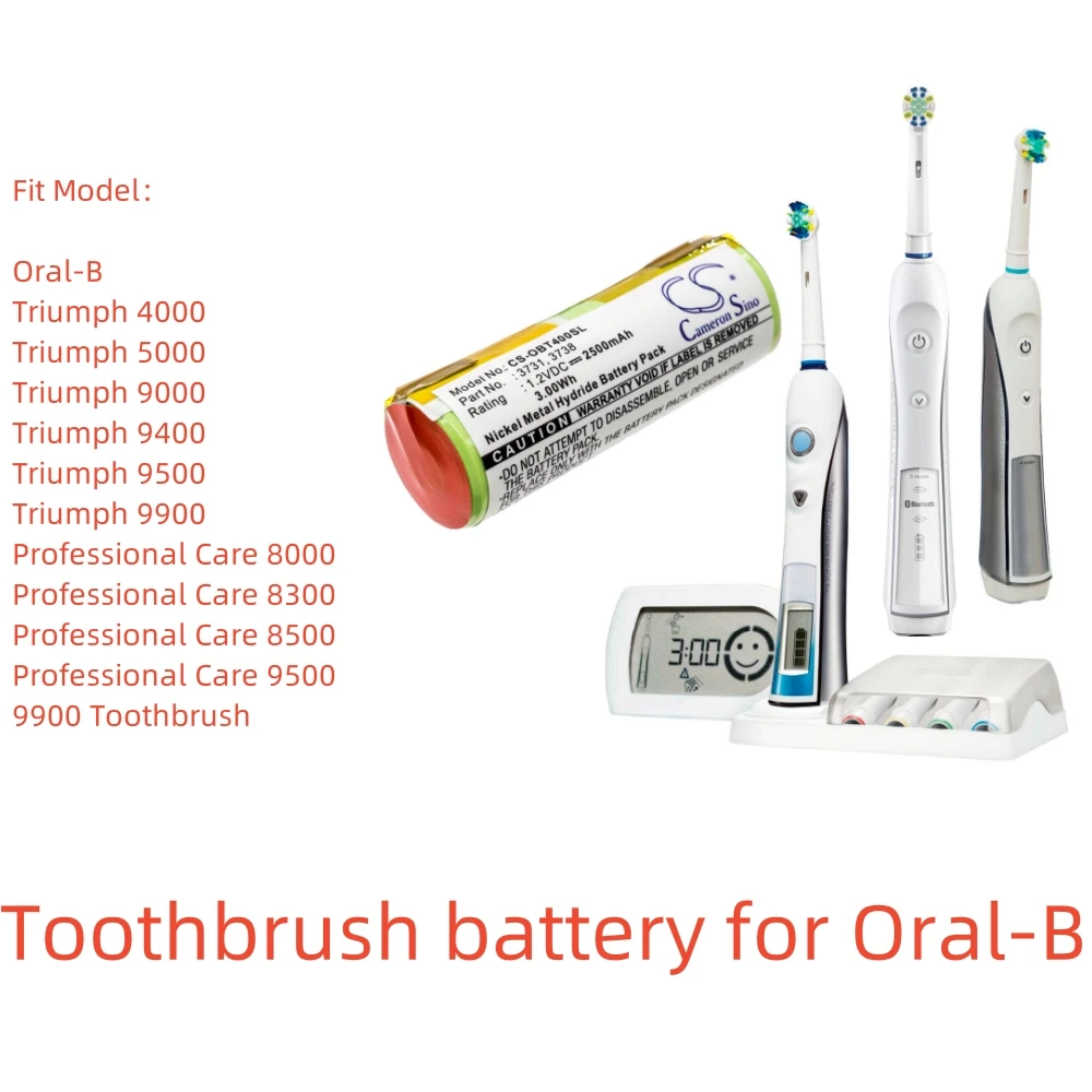 CS Ni-MH Toothbrush battery for Oral-B,1.2V,2500mAh,Triumph 4000 Professional Care 8000 3731 3738