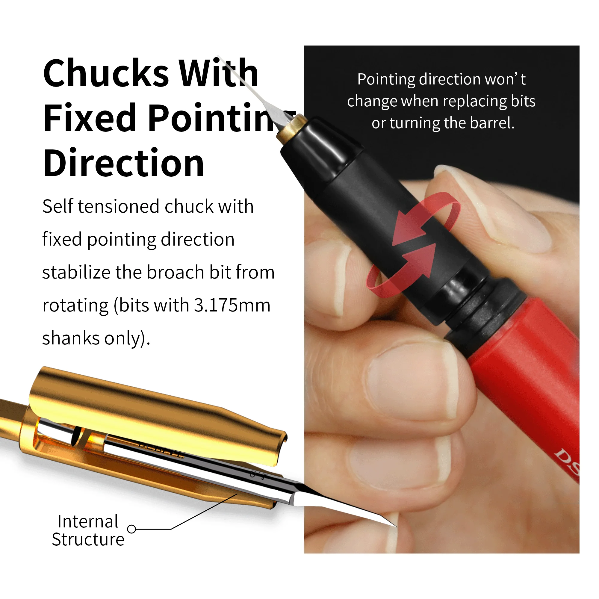 DSPIAE Dawning Push Broach Holder Tungsten Steel Broach For Model Making