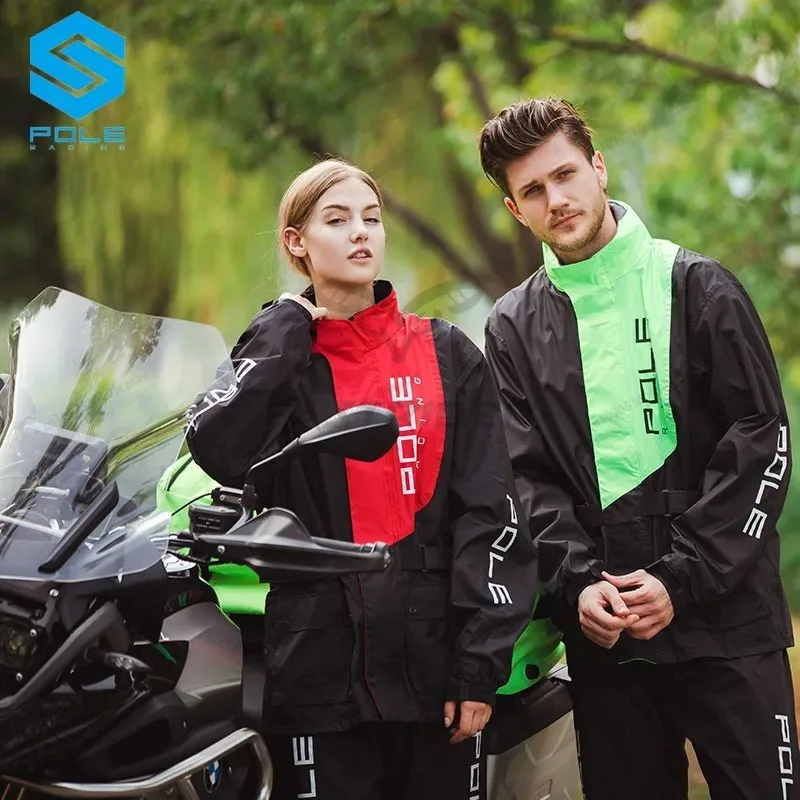 

POLE Motorcycle Raincoat Waterproof Breathable Reflective Raincoat Rain Pants Rainstorm Prevention Motocross Riding Raincoat Set