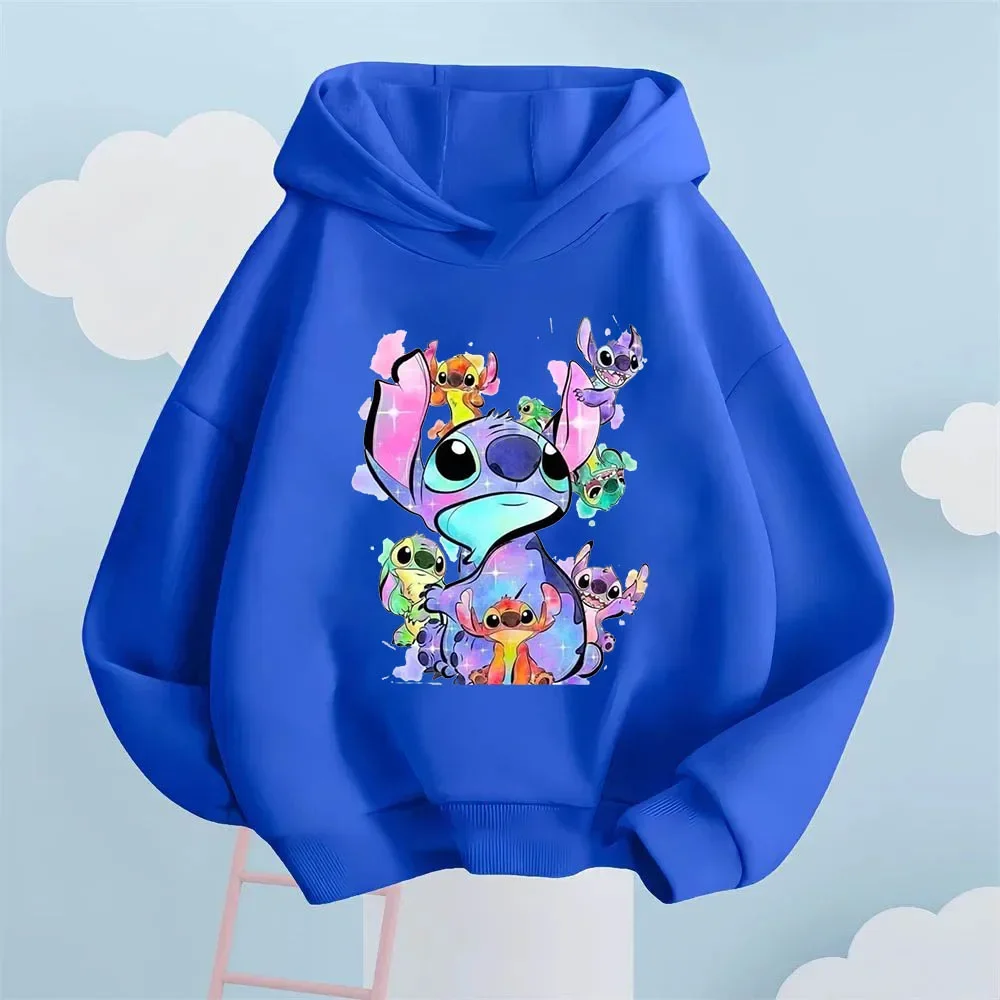 

Multi Color Children's Hoodie Casual Boys' Sports Shirt Cartoon Printed Stitch Girls' Tops Autumn/Winter Disney Kid Clothing