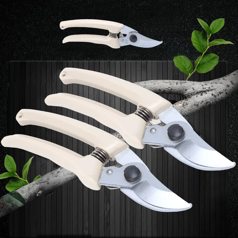 2pcs Stainless Steel Blade Pruning Shears Heavy Duty Curve Design Bypass Pruner Ergonomic Plastic Handle Sharp Blade