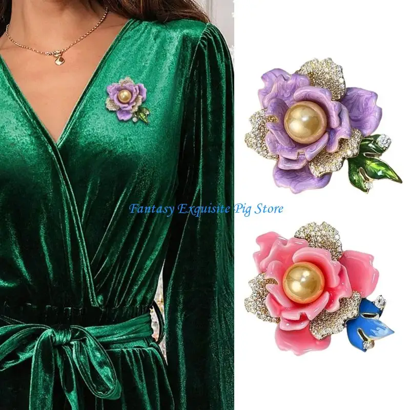 مصنوعة يدويًا يدويًا مصنوعًا يدويًا فاوش بروش دبوس مينا ملون تفاصيل تزيين شارة سبيكة لإهداء العطلات