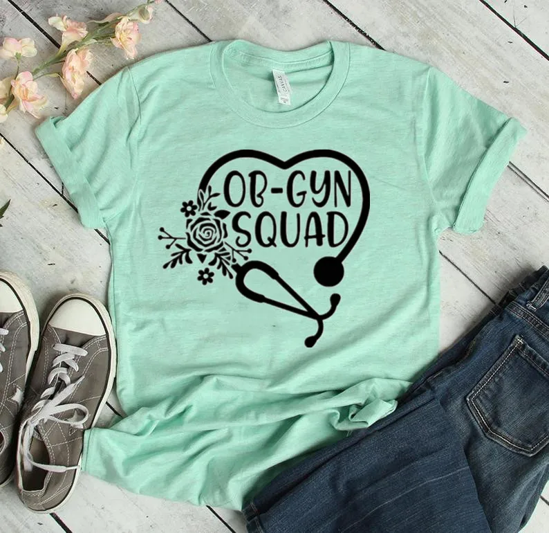 Ob-Gyn Squad Shirt Floral Stethoscope  Nurse Obstetrician Gynecologist Shirts Nurse Gift for 100%cotton Streetwear Drop shipping