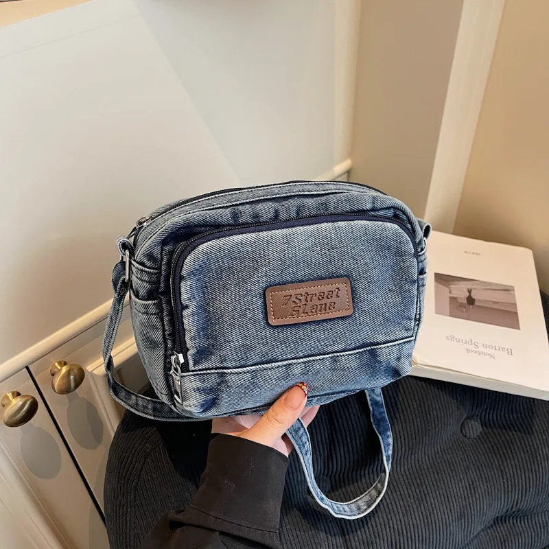 

2025 Minimalist Denim Shoulder Bag, Niche Crossbody Purse for Women, Casual Day to Night Tote, Aesthetic Sling Bag Textured Top