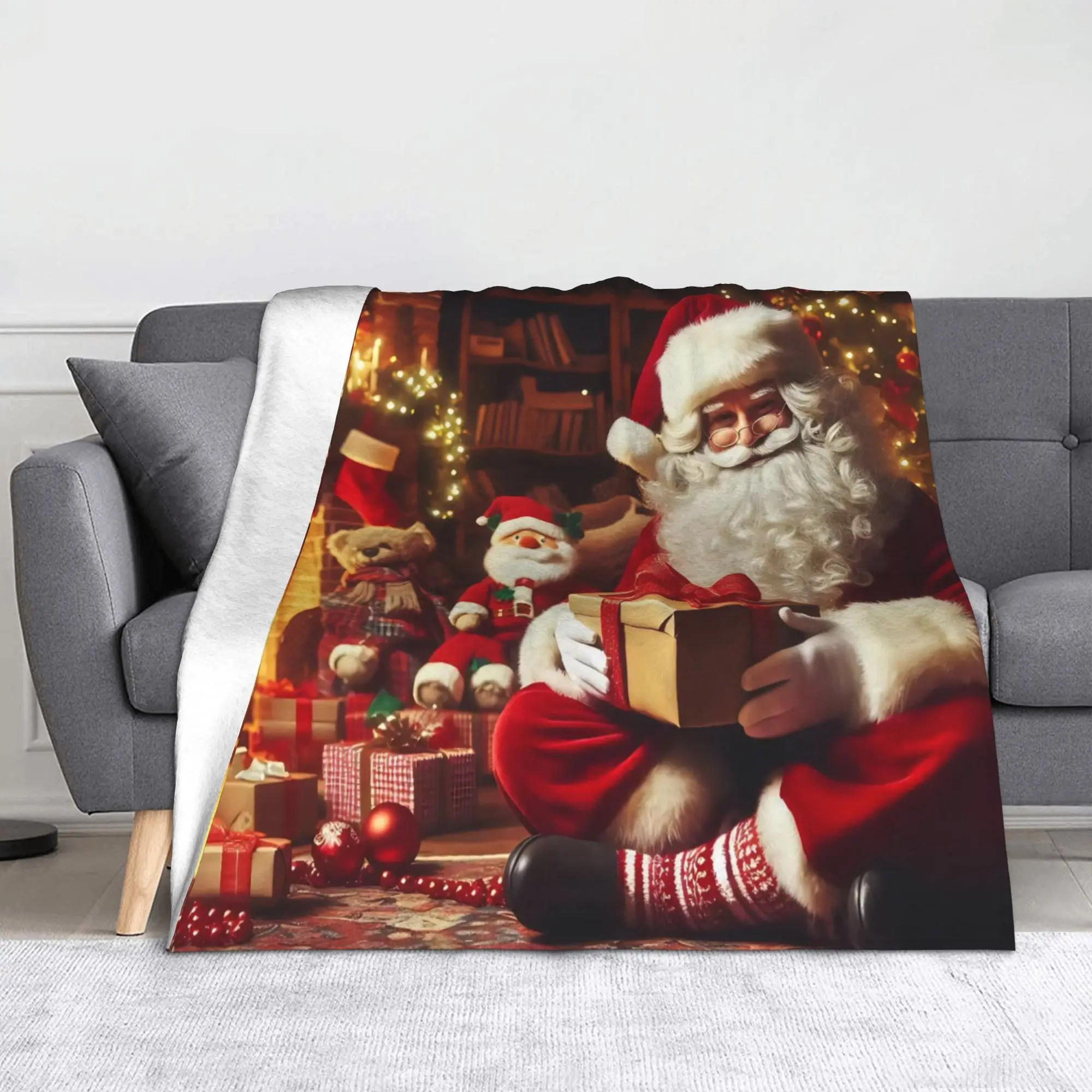 Christmas Santa Claus Blanket New Year Flannel Awesome Warm Throw Blankets for Home Restaurant Autumn/Winter