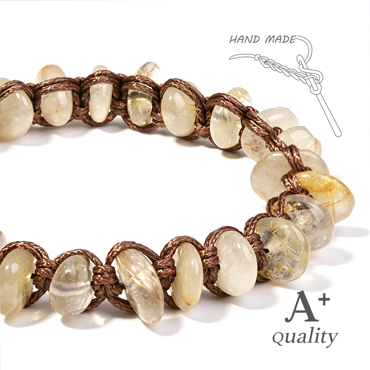 Herren-Armband aus natürlichem Citrin, gewebtes Armband, roher gelber Kristall, zieht Reichtum, Fülle, Heilstein, Schmuck, Geschenk für männliche Geschäftsleute – Detail 4