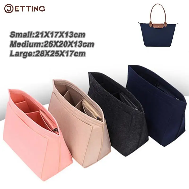 1pcs Felt Insert Bag Fits For Longchamp Handbag Liner Bag Felt Cloth Makeup Bag Support Travel Portable Insert Purse Organizer 