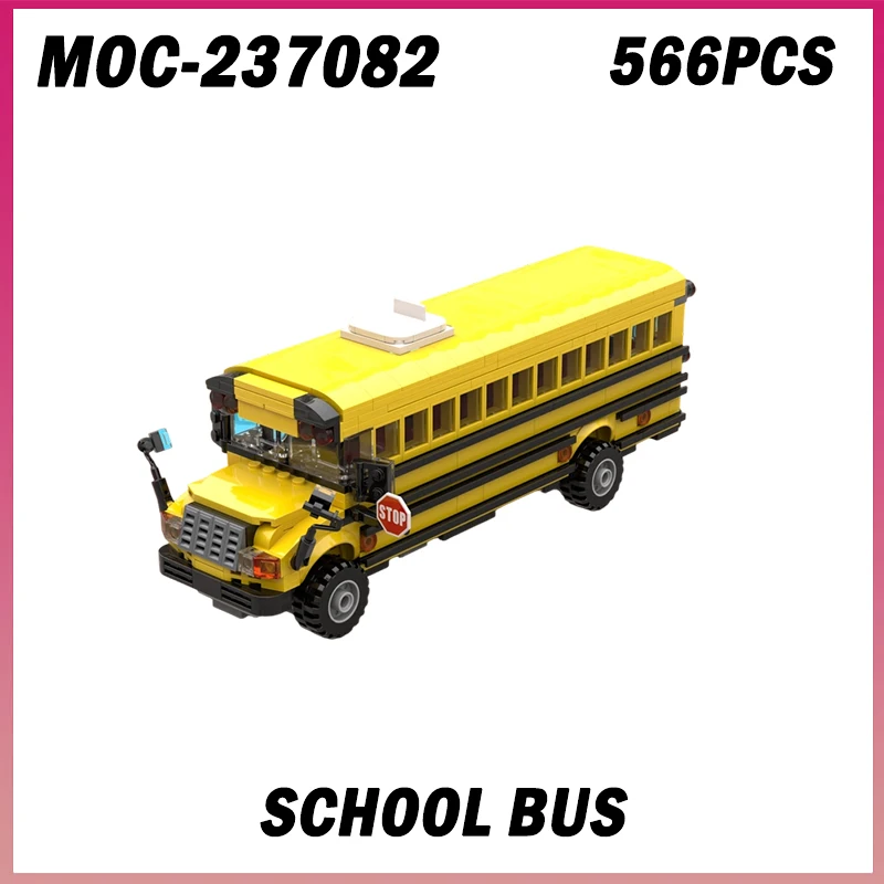

566 шт. MOC-237082 модель школьного автобуса, набор строительных блоков для автомобиля, креативный набор игрушек с кирпичами для мальчиков, подарок на день рождения, Рождество