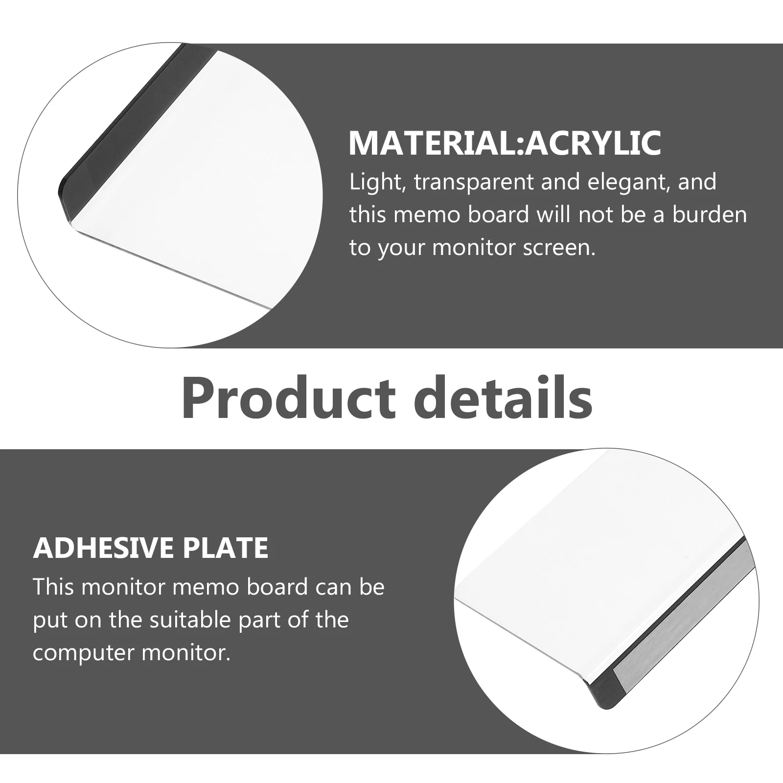 

Monitor Memo Board 35x8x2CM Computer Screen Notes Reminder Acrylic Whiteboard Desk Gadget Message Storage Office Supplies