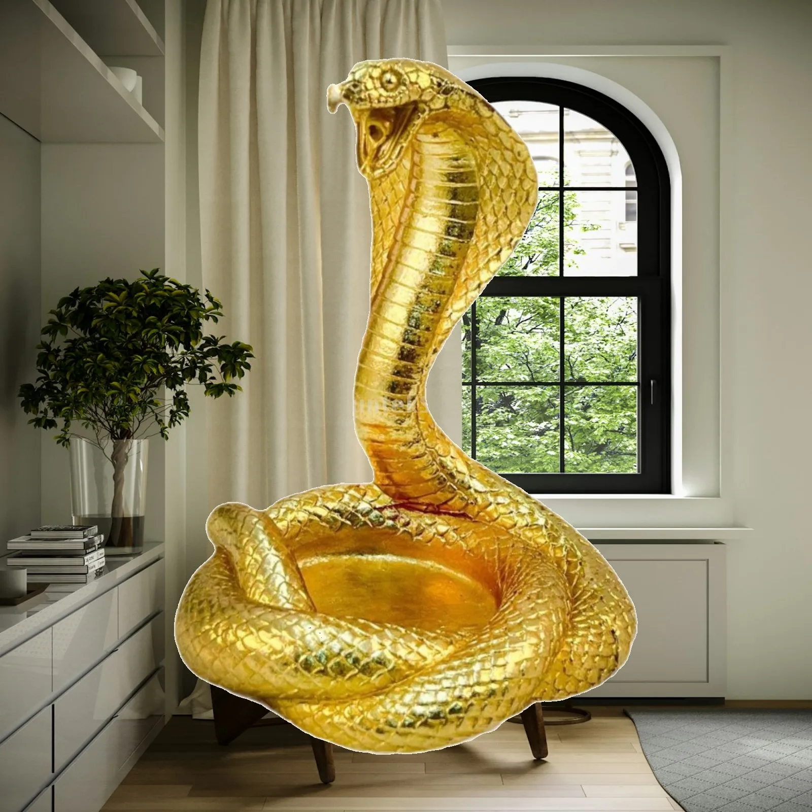 Statue de serpent en résine ornée, centre de table miniature pour la décoration esthétique du bureau, sculptures et figurines