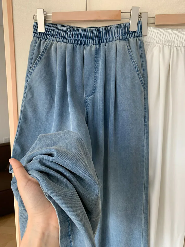 

Wide Leg Jeans Women Summer Thin High Waist Loose Slimming Drapey Straight Floor-Length Pants Loose Fit Casual Sle
