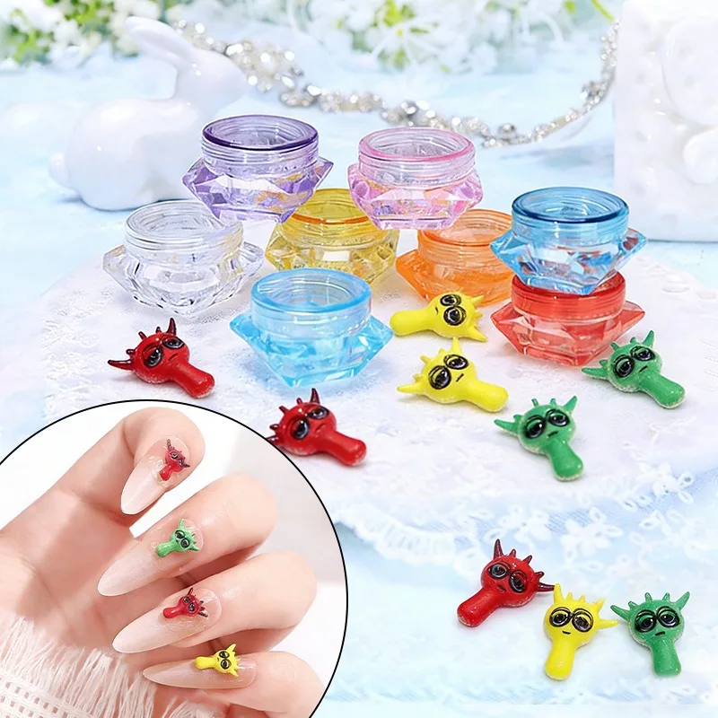 1세트 5개 다이아몬드 모양 페이셜 크림 용기 & 50개 초소형 합금 네일 아트 플라스틱 리필 가능한 병 및 메이크업 네일 액세서리