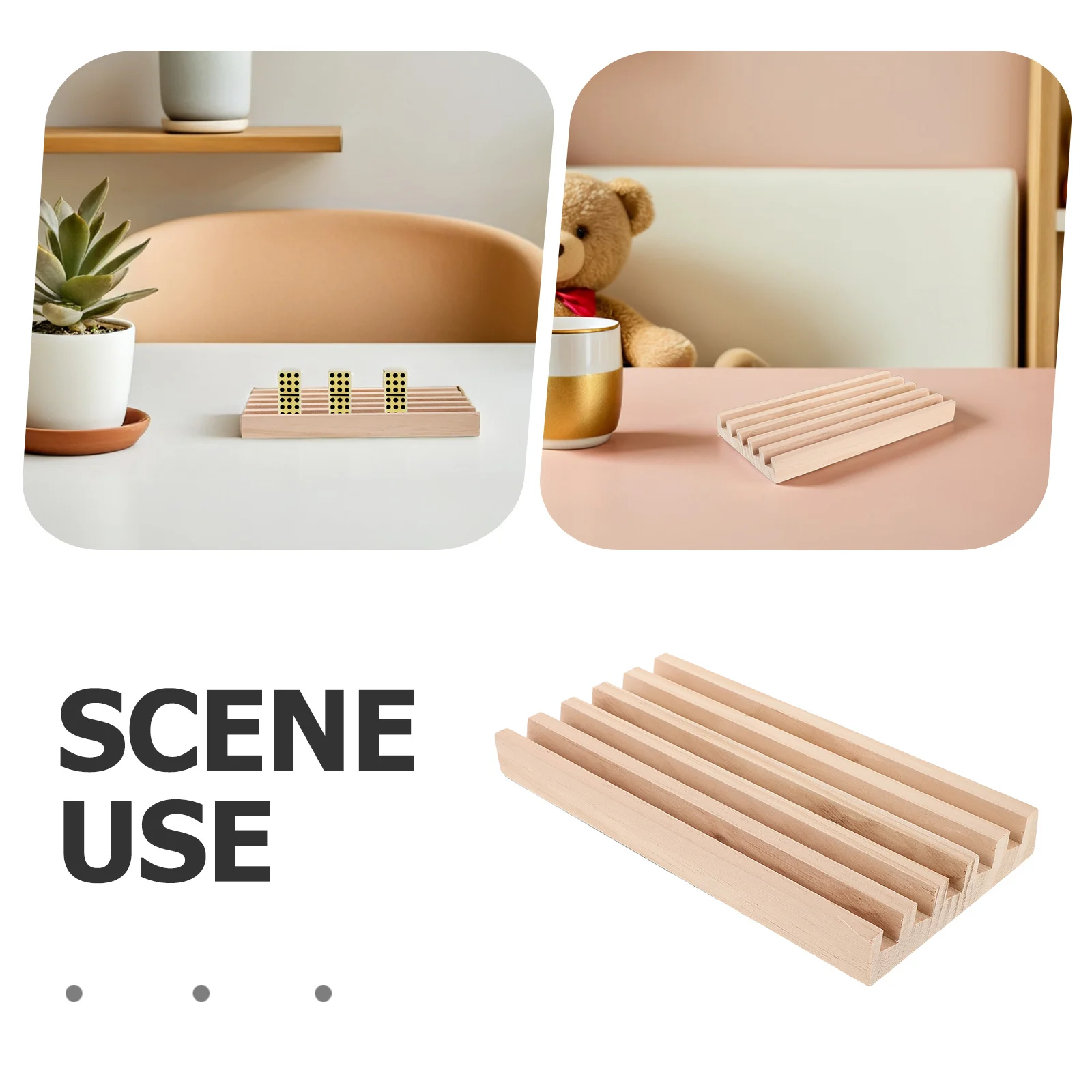 1pcs Wooden Domino Rack Holder For Tiles Playing Cards Solid Wood Board Game Organizer Tray Anti-Slip Base Mexican Train