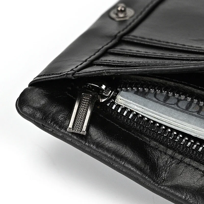 Men's RFID Cowhide Card Holder Wallet with Coin Purse description 11
