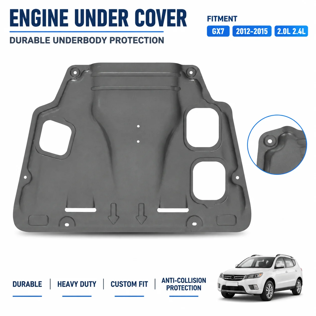 Custom Fit Engine Skid Plate For Geely GX7 2012-2015 2.0L 2.4L Heavy Duty Underbody Protection Anti Collision Design
