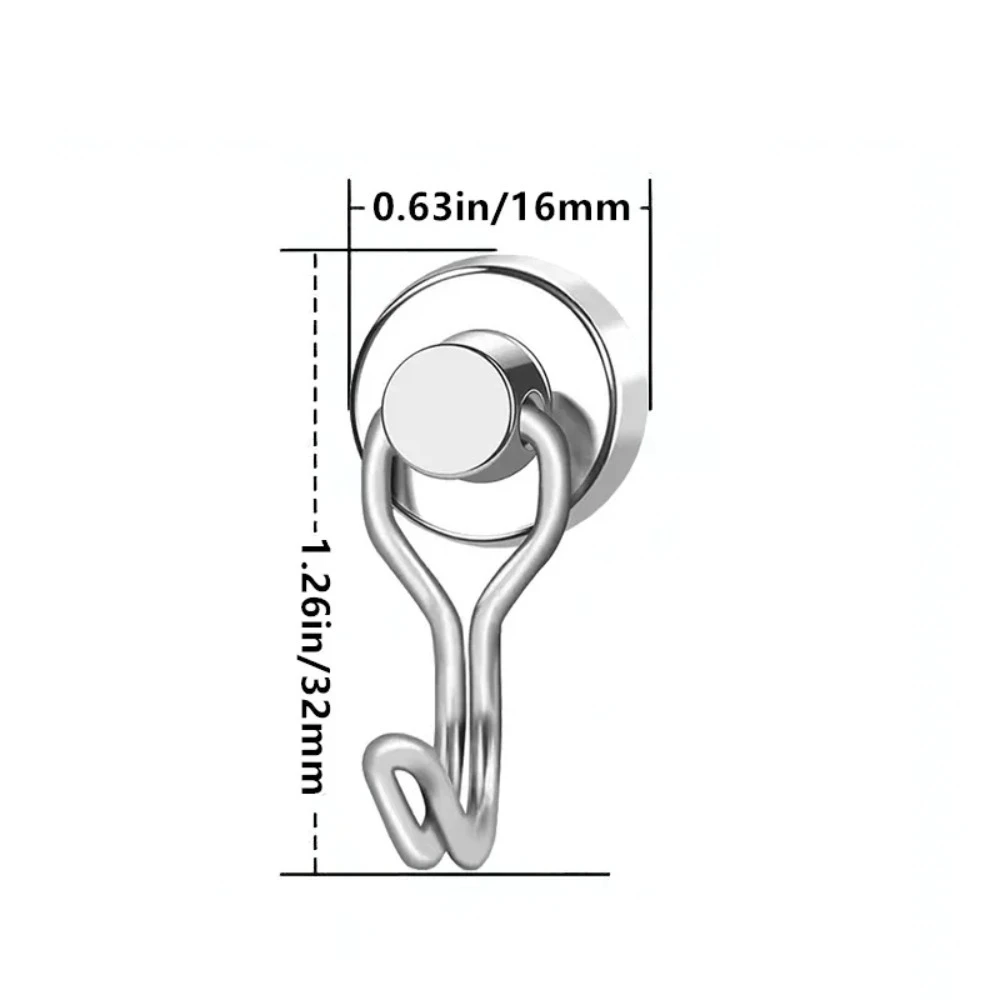 20 Stück schwarze magnetische Haken, robuste Neodym-Magnethaken aus seltenen Erden, extra starke Magnete mit Haken zum Aufhängen, R – Detail 5