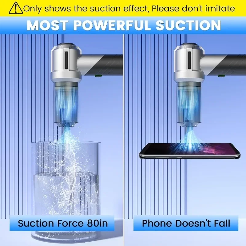 Aspiradora de coche inalámbrica de 18000Pa, soplador de aire 4 en 1, herramienta para hendiduras, Motor sin escobillas 90 °   Mango plegable recargable para PC Home Auto