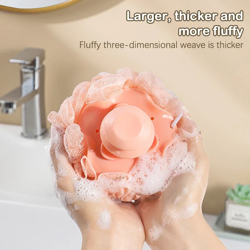 1PC Liquid Can Be Added Round Soft Mesh Handheld Bath Sponge Ball Cleaning Brush Shower Body Exfoliat Scrubbers Bathroom Access