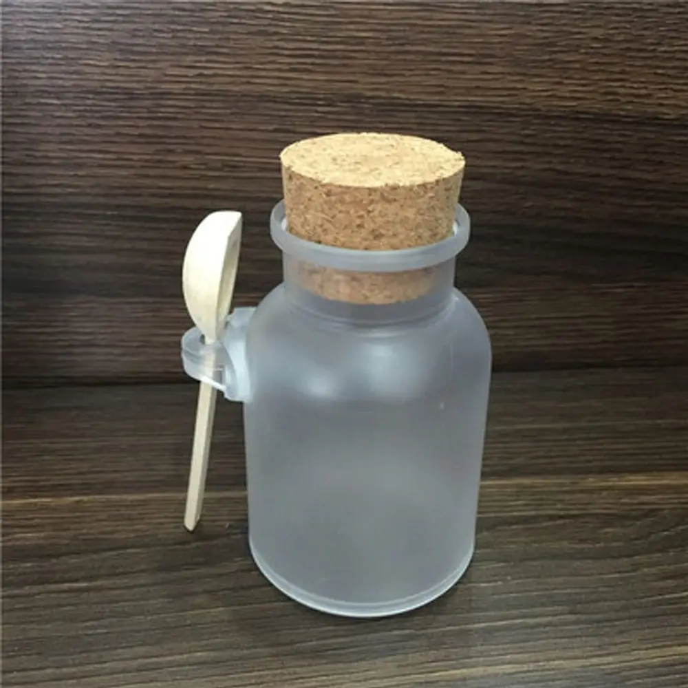 Lepel Houten Stop Maskerblikken Zachte Kurk Opslagfles Verzegelde Pot Frosted Seal Fles Maskerpot Hervulbare Flessen Badzout Potten