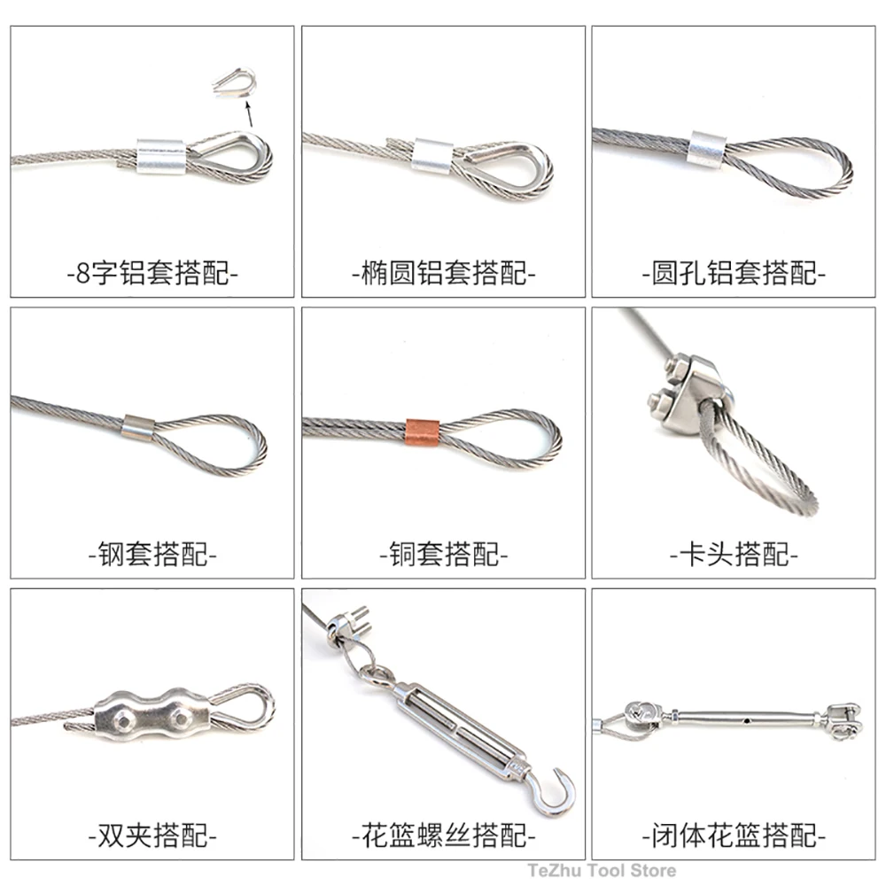 304 Stainless Steel Soft Wire Rope Cable Diameter 1.0mm-20mm Crane Wire Rope lifting And Hoisting Rope 7x19 Structure