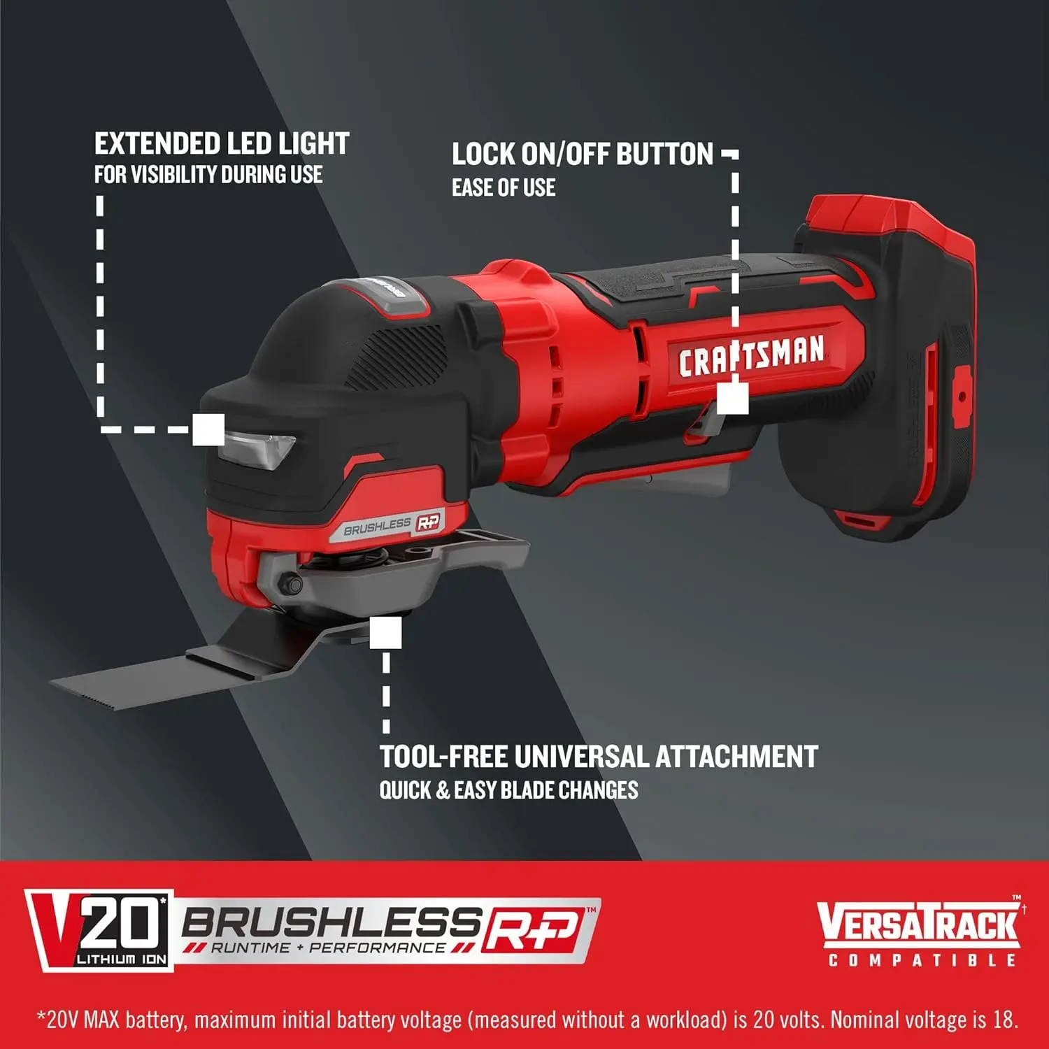 V20 Rp Cordless Multi-Tool, Oscillating Tool (Cmce565B) With Battery And Charger (Cmcb204-2Ck)