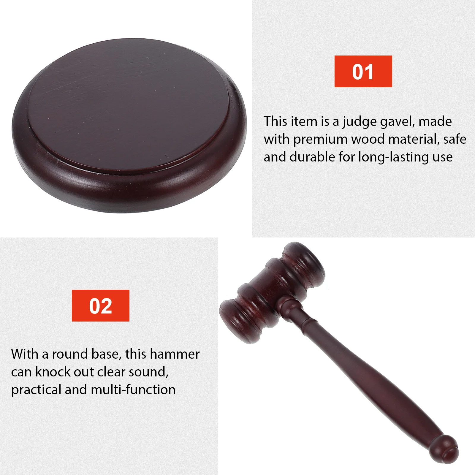 Judge Hammer Toy Gavel and Sound Block Court of Death Kids Gifts Apparel Role Play Plaything Round Child